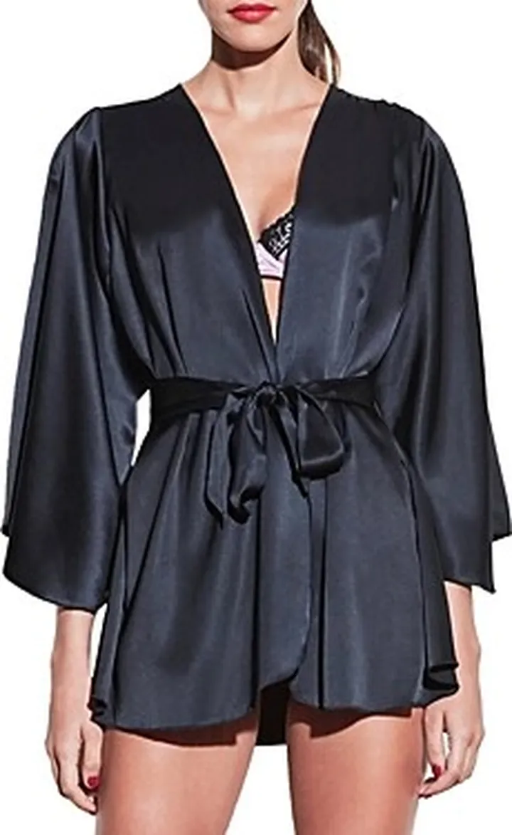 Fleur du Mal Stretch Silk Angel Sleeve Robe