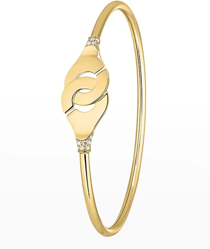 Yellow Gold Menottes R12 Flex Bracelet with Diamond Shoulders