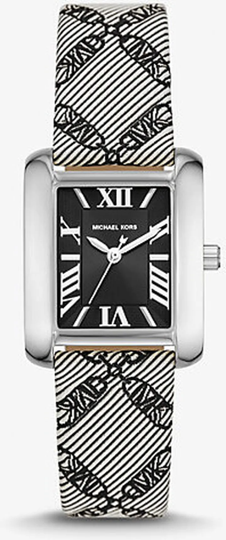 Mini Emery Silver-Tone and Empire Logo Jacquard Watch