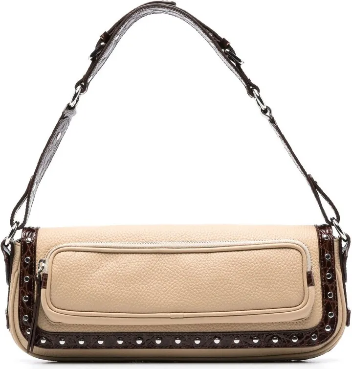 Neutral Maddy Leather Shoulder Bag