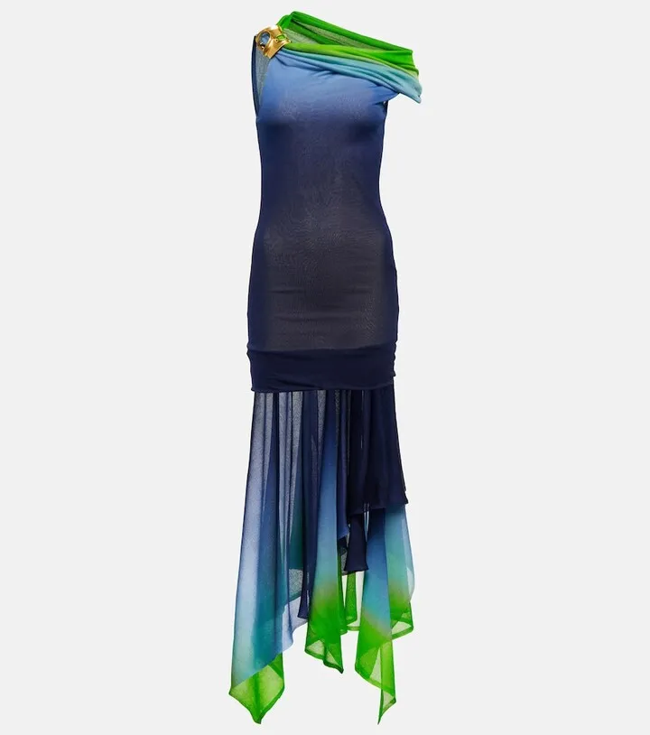 Asymmetrical silk maxi dress
