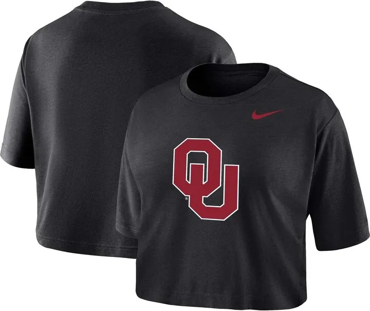 Women's Nike Black Oklahoma Sooners Cropped Performance T-shirt
