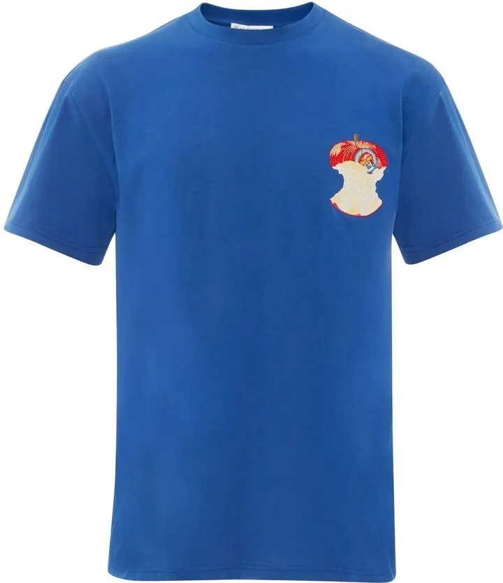 Blue Apple Core Cotton T-Shirt