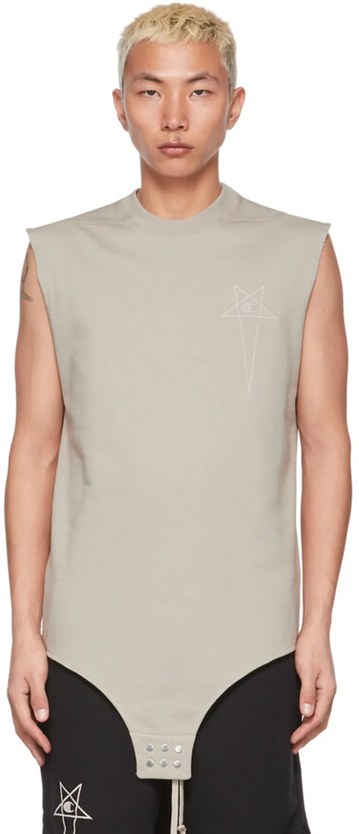 Rick Owens Beige Champion Edition Sleeveless Sweater