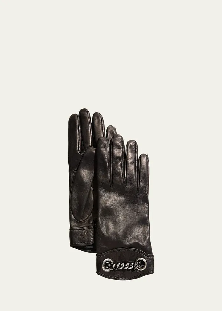 Chain Leather Gloves