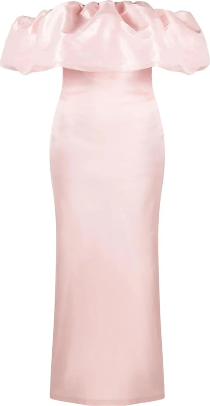 Halie ruffled satin midi dress
