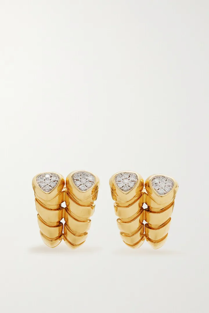Marina B - Trisolina Double 18-karat Gold Diamond Earrings - One size