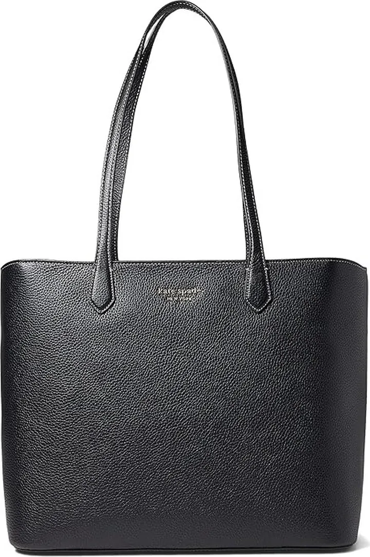 Kate Spade New York Veronica Pebbled Leather Large Tote (Black) Handbags