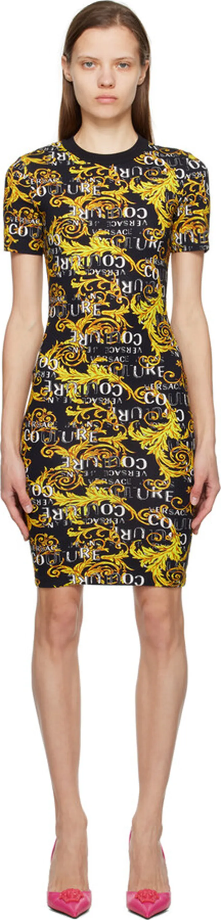 Versace Jeans Couture Black Graphic Minidress
