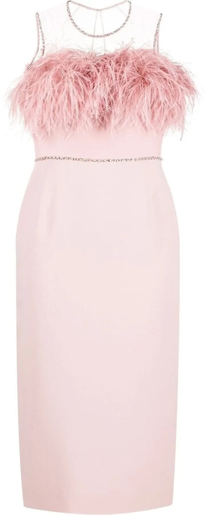 Feather-Trim Shift Dress