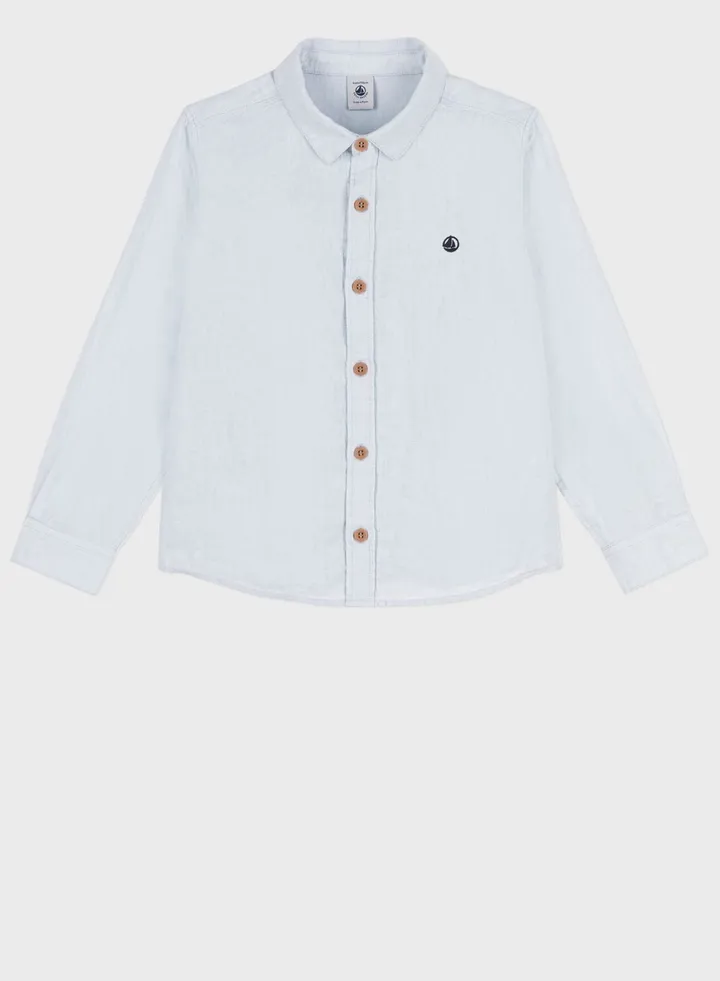 Youth Monogram Linen Shirt