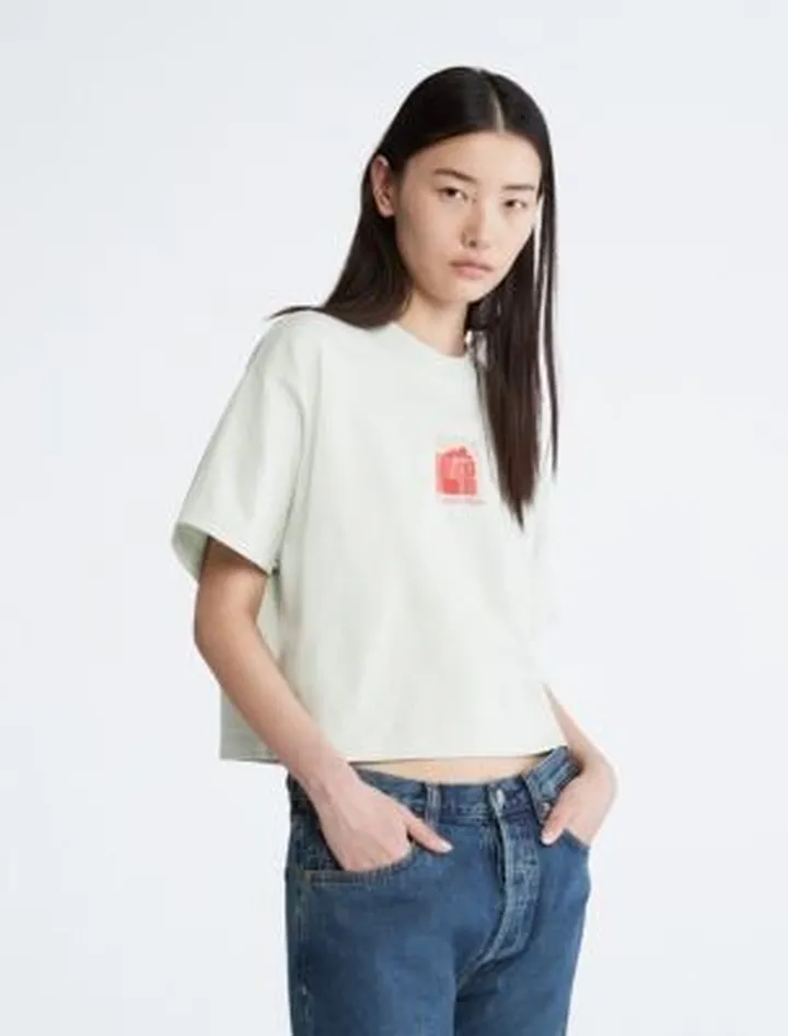 Standards Cropped Embrace Graphic Crewneck T-Shirt