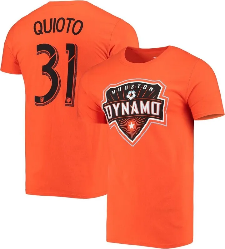 Men's Fanatics Branded Romell Quioto Orange Houston Dynamo Fc Authentic Stack Name and Number T-shirt
