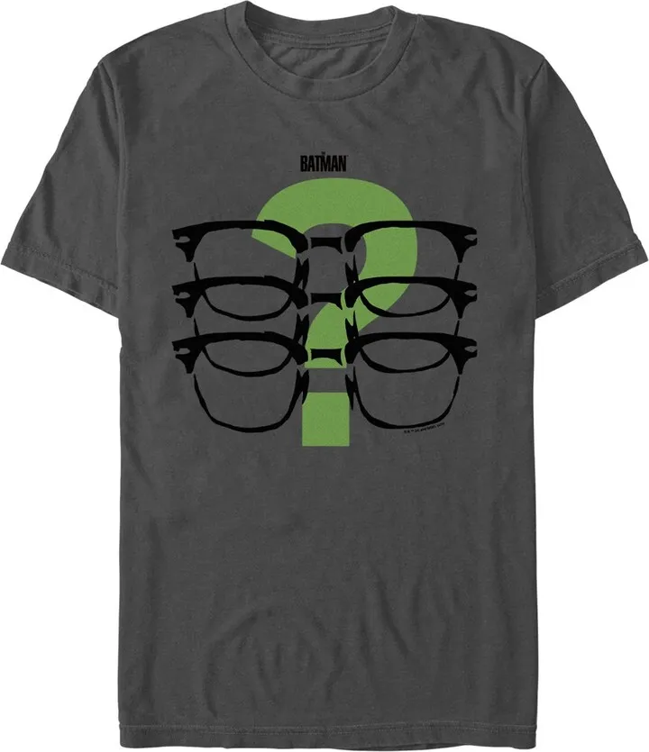 Men's The Batman Riddler Glasses T-Shirt - Charcoal - 2X Large