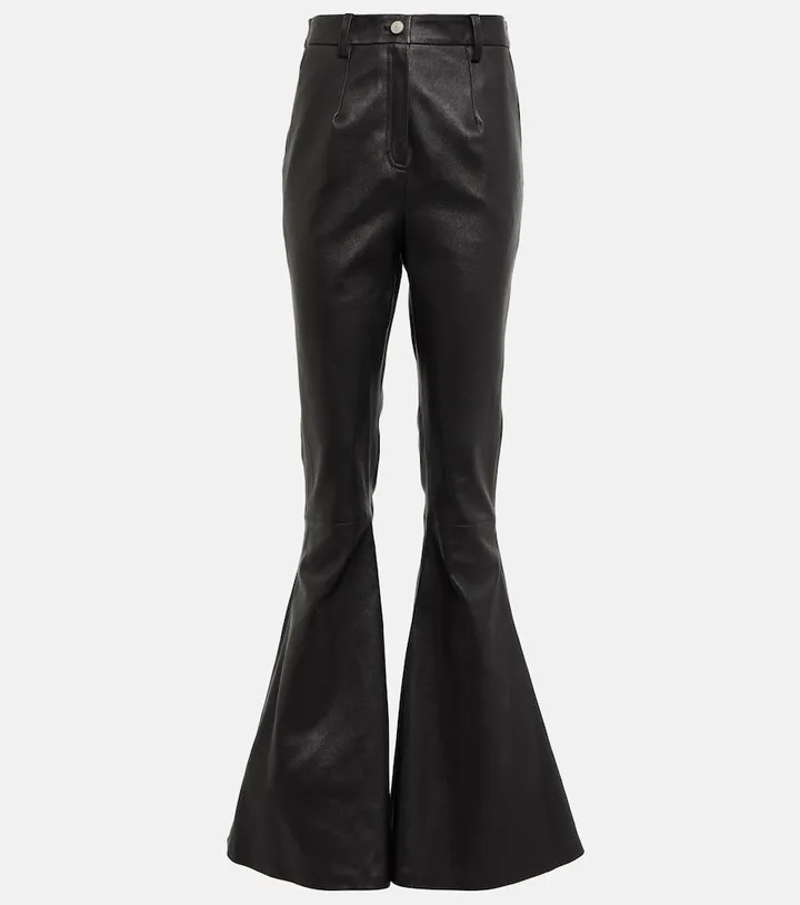 High-rise flared leather pants