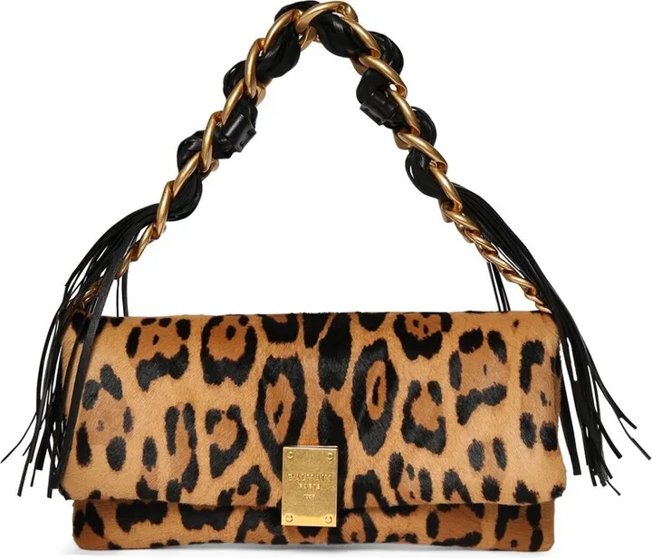 1945 Leopard Print Ponyskin Shoulder Bag