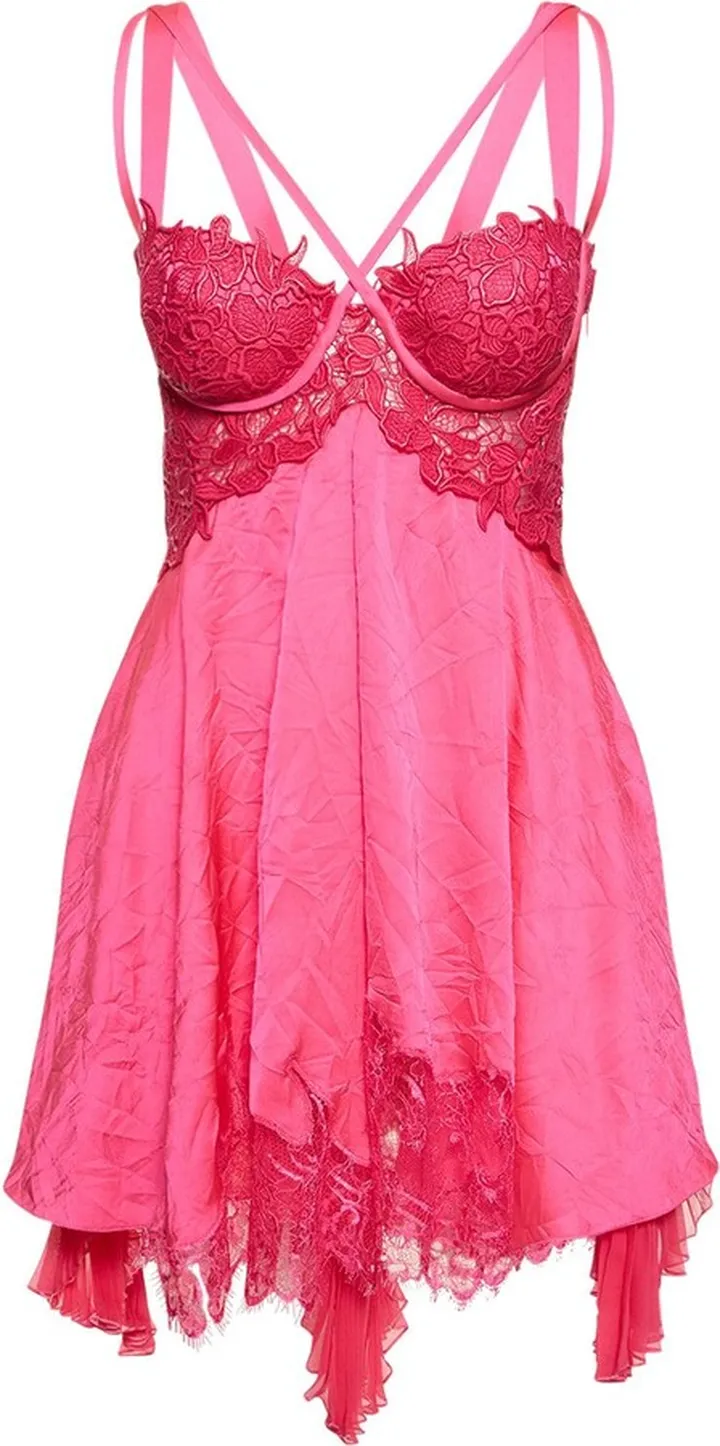 Satin & lace mini dress