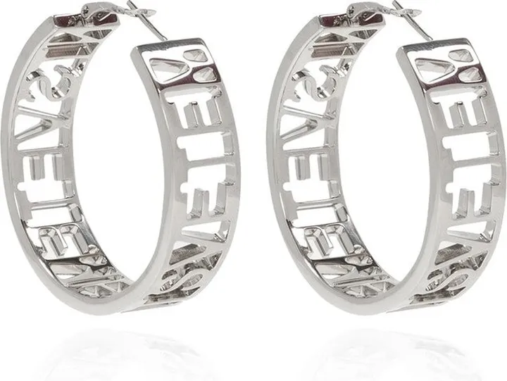 Vetements Logo-Lettering Embellished Hoop Earrings