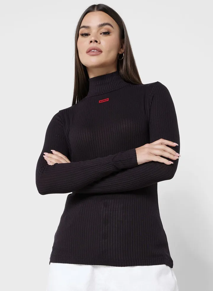High Neck Knitted Top