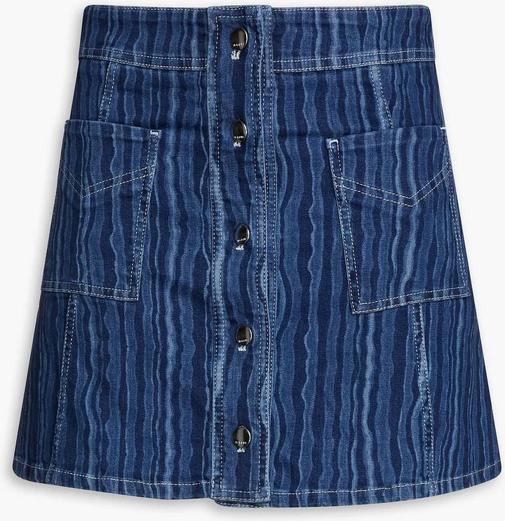 Printed denim mini skirt