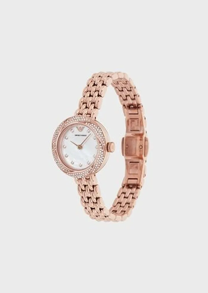 Two-Hand Rose Gold Stainless Steel Watch
