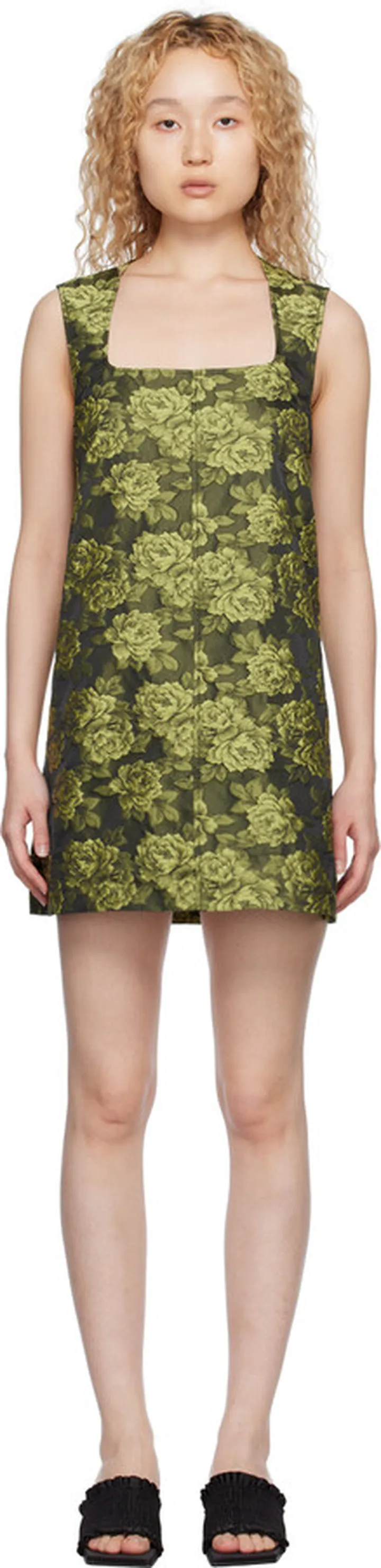 GANNI Black & Yellow Flower Minidress