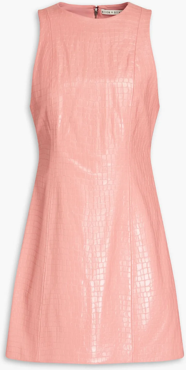 Daven faux croc-effect leather mini dress