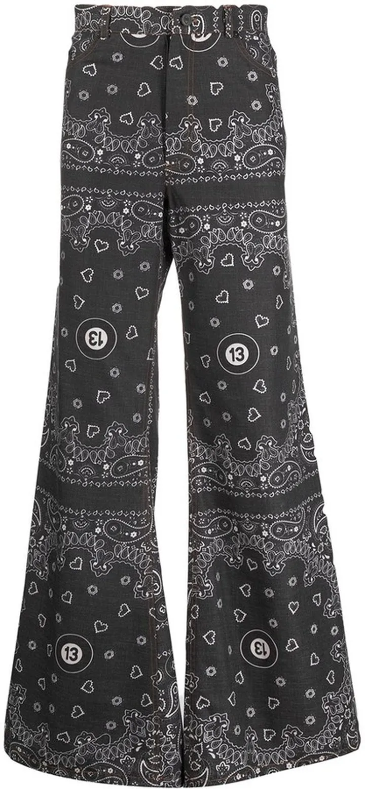Bandana-Print Wide-Leg Jeans