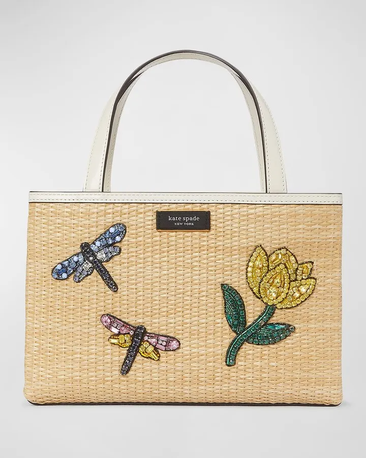 Sam Icon Small Dragonfly Straw Tote Bag