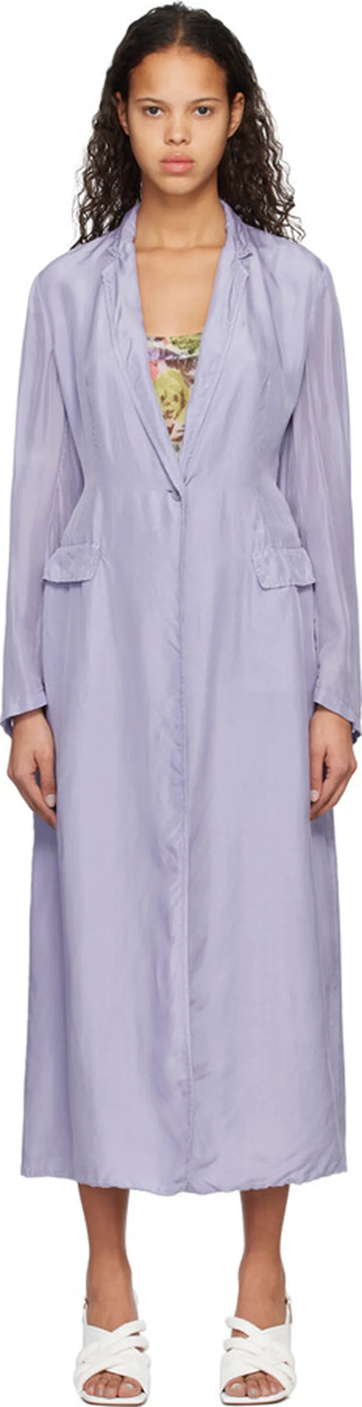 Dries Van Noten Purple Long Coat