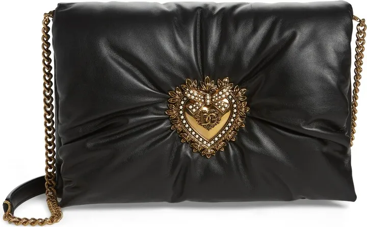 Devotion Logo Heart Puffy Leather Crossbody Bag