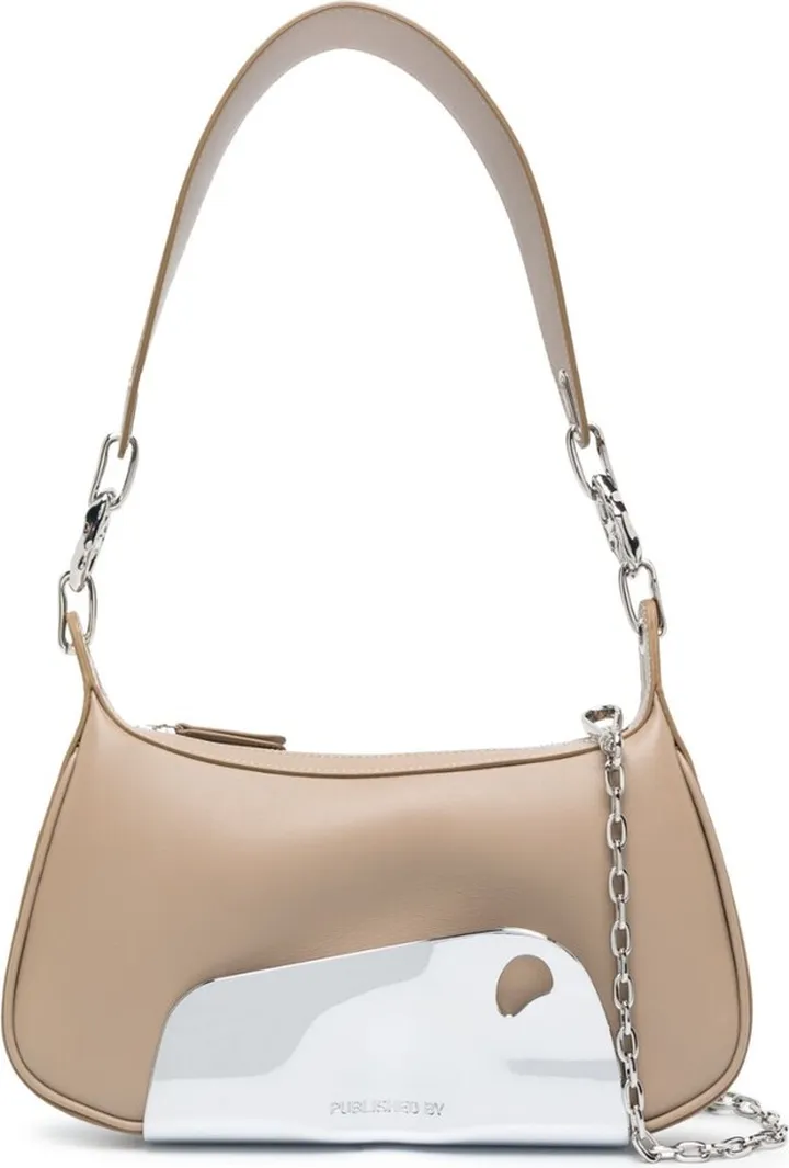 Neutral Embellished Shoulder Bag