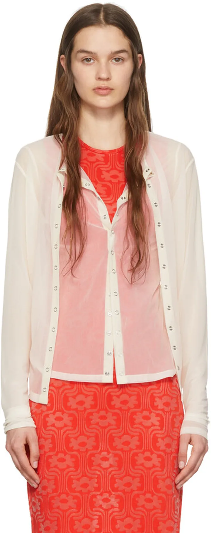 Eckhaus Latta Off-White Polyester Cardigan