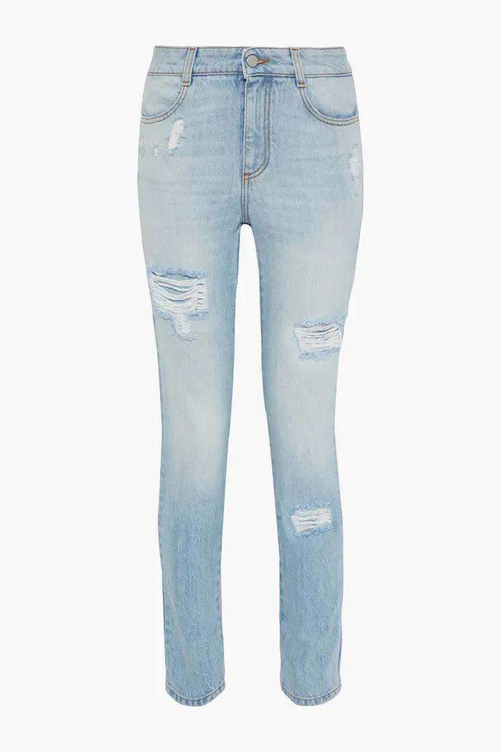 The Skinny distressed high-rise skinny jeans