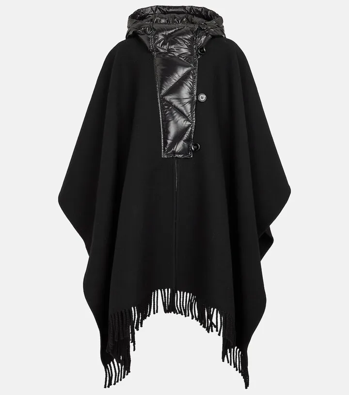 Virgin wool and nylon cape