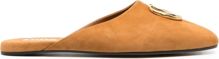 San Fernando logo-plaque suede slippers
