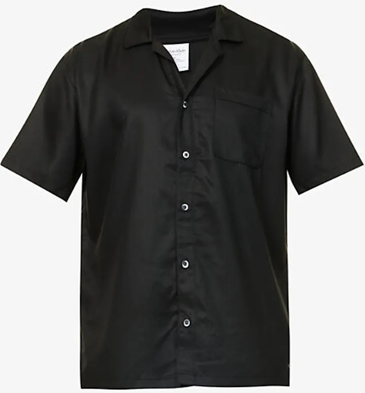 ens Black Patch-pocket Short-sleeved Woven Shirt