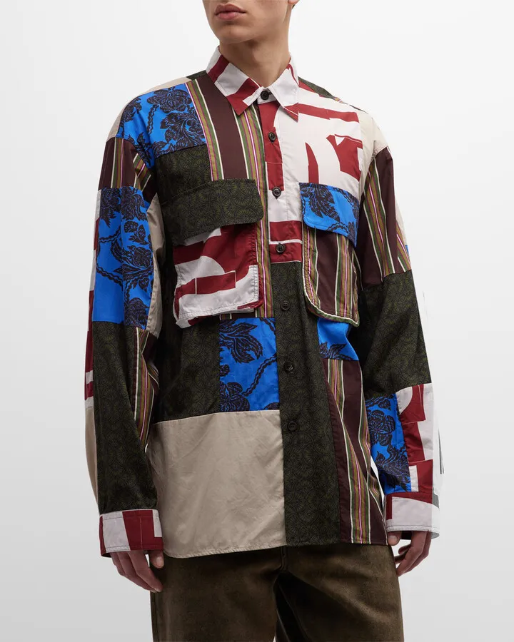 Men's Cander Patchwork Cargo Shirt