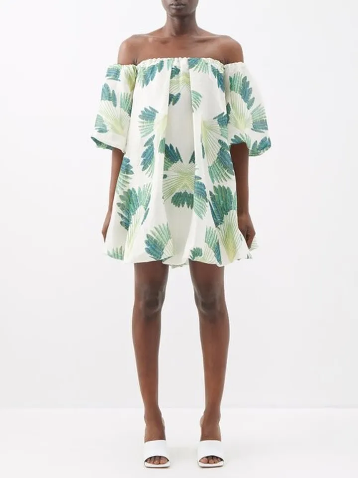 Jennyfer Off-shoulder Linen-blend Mini Dress