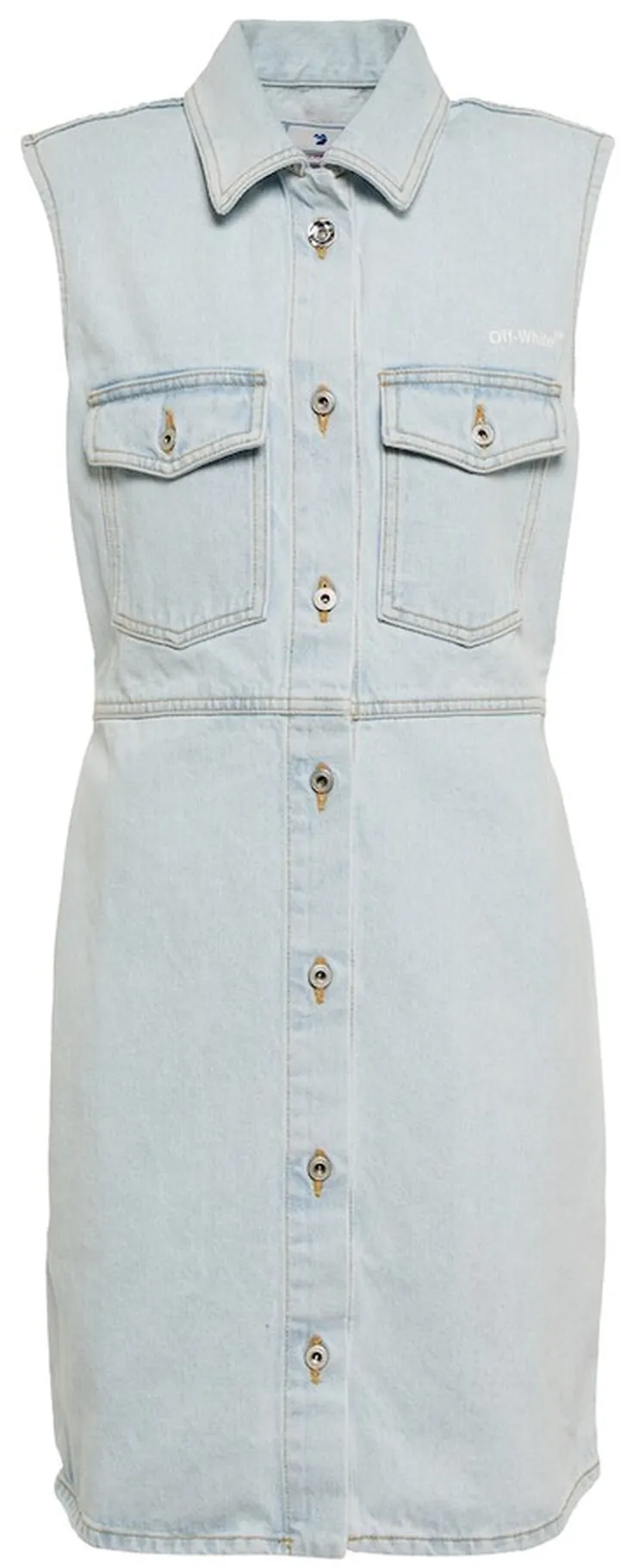 Diag cotton denim minidress