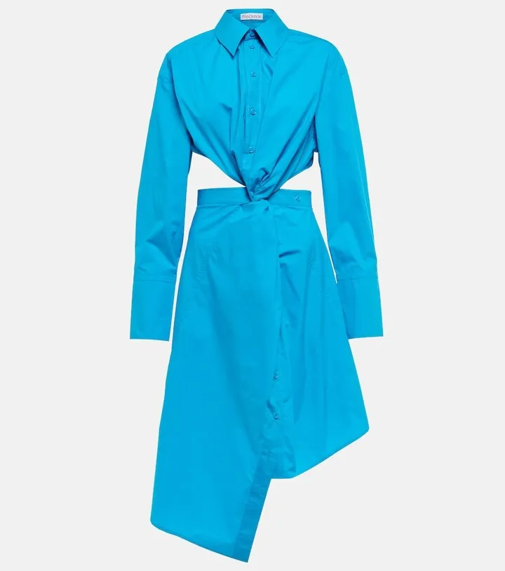 Cutout poplin shirt midi dress
