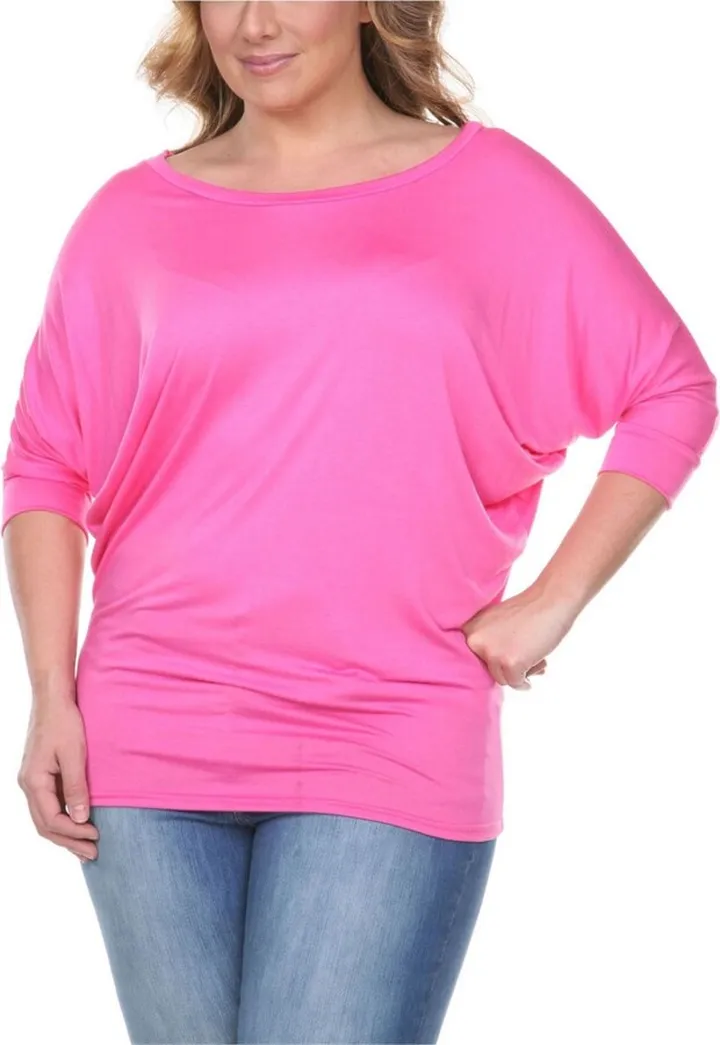 White Mark Plus Size Bat Sleeve Tunic Top