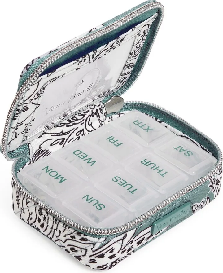 Vera Bradley Women's Performance Twill Travel Pill Case Tiger Lily Blue Oar