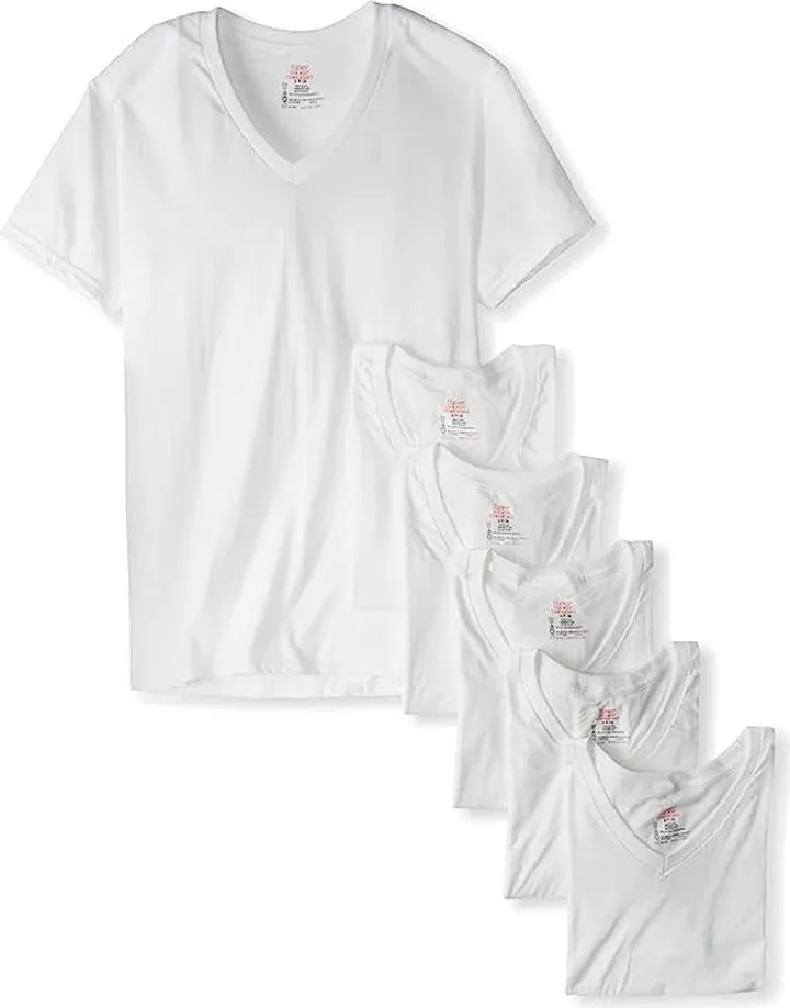 Hanes Ultimate(r) Comfortsoft(r) V-Neck Undershirt 6-Pack (White) Men's Clothing