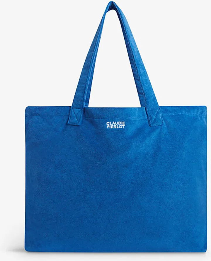 Womens Bleus Logo-embroidered Terry Woven Tote