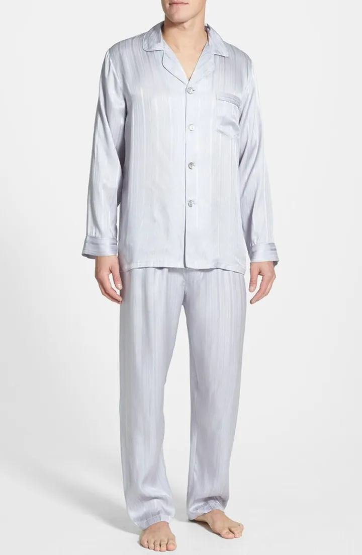 Herringbone Stripe Silk Pajamas