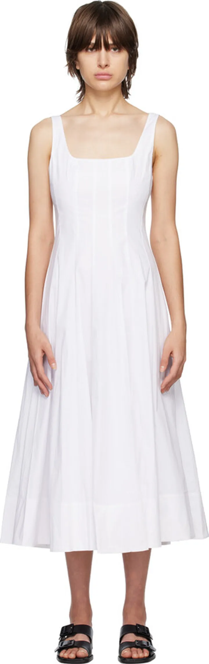 Staud White Wells Midi Dress