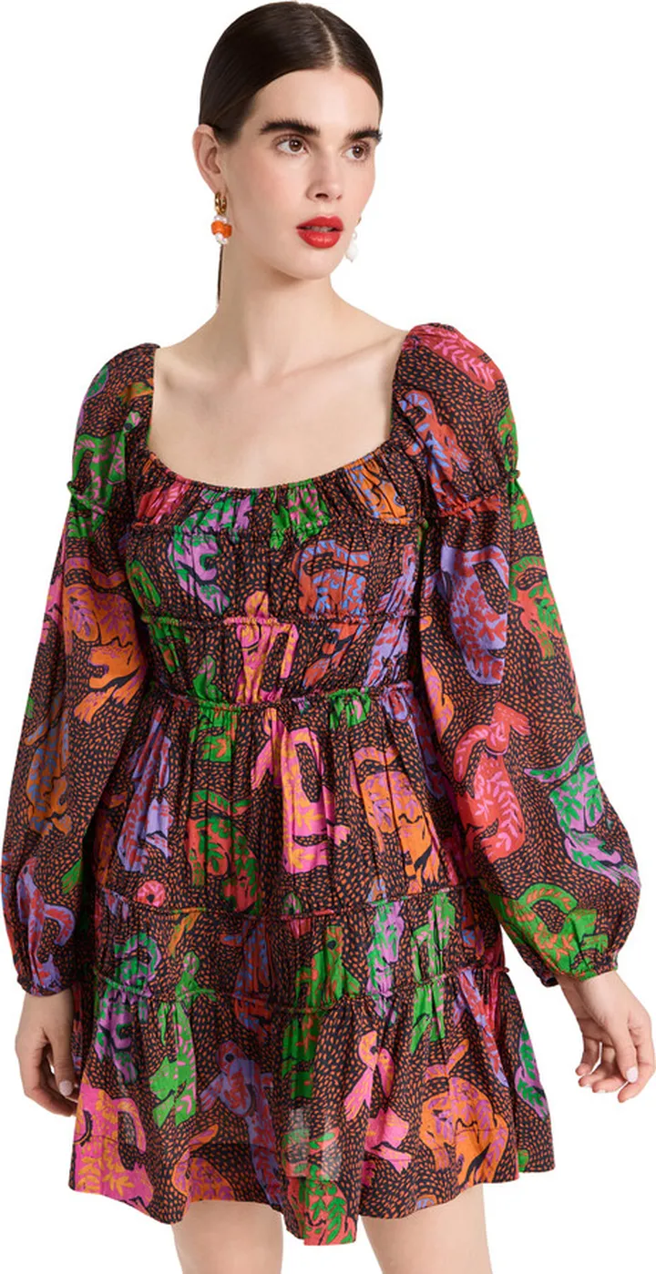 FARM Rio Wild Leopards Black Midi Dress