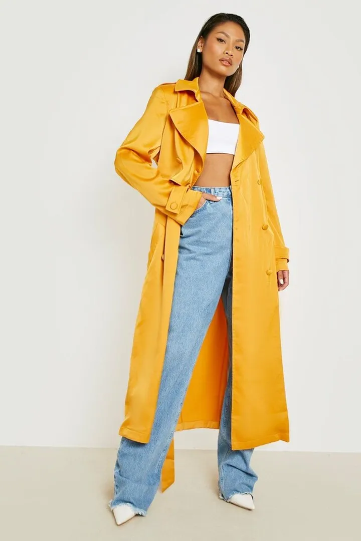 Premium Satin Trench Coat