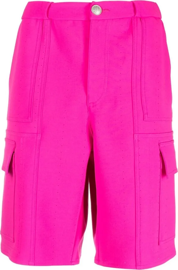 Perforated Wide-Leg Cargo Shorts